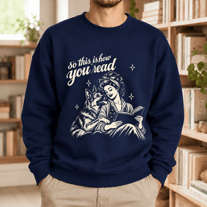 How You Read German Shepherd Softstyle Sweatshirt | Cozy Dog Mom Reader Gift Navy