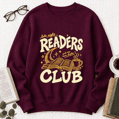 Late Night Readers Club Crewneck Sweatshirt | Reader Gift Maroon