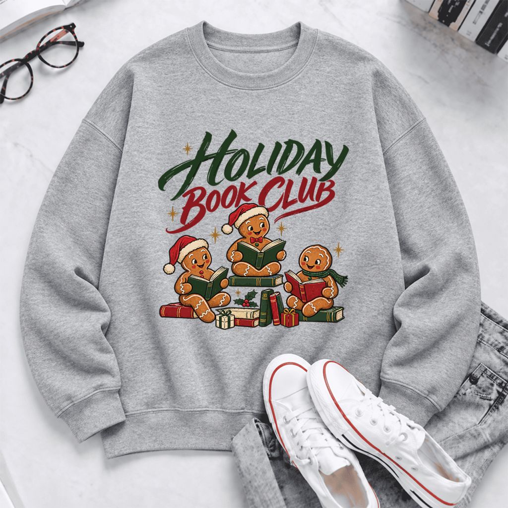 Holiday Book Club Softstyle Sweatshirt | Christmas Book Club Gift Sport Grey