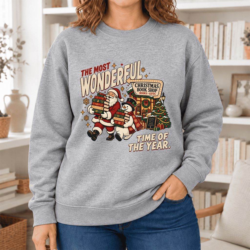 The Most Wonderful Time Softstyle Sweatshirt | Christmas Reader Gift Sport Grey