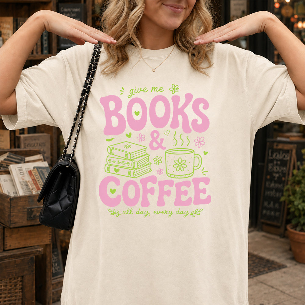 Books and Coffee Softstyle T-Shirt | Book Lover Gift Natural