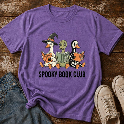 Spooky Book Club Printed T-Shirt | Halloween Book Lover Gift Heather Purple