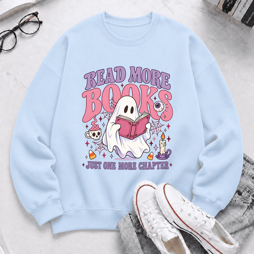 Read More Books Printed Sweatshirt | Halloween Book Lover Gift Light Blue