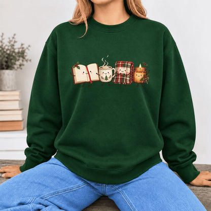 Christmas Cozy Club Softstyle Sweatshirt | Christmas Reader Gift Forest Green