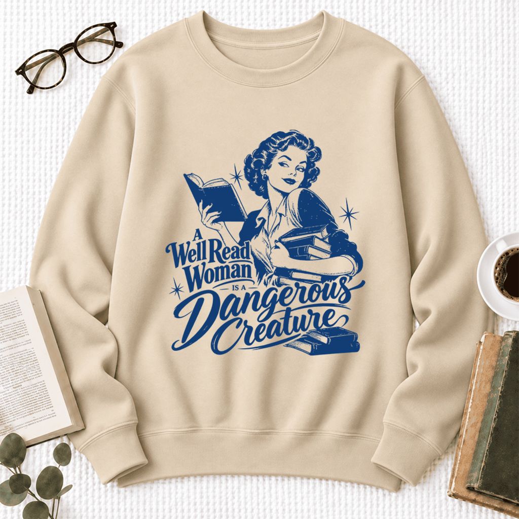 A Well Read Woman Is A Dangerous Creature Softstyle Sweatshirt | Feminist Gift Sand