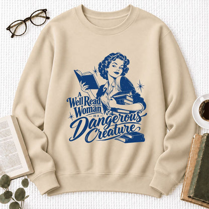 A Well Read Woman Is A Dangerous Creature Softstyle Sweatshirt | Feminist Gift Sand