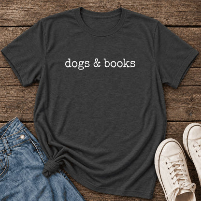 Dogs & Books Ultra-Soft Cotton T-Shirt | Dog Lover & Reader Gift Dark Grey Heather