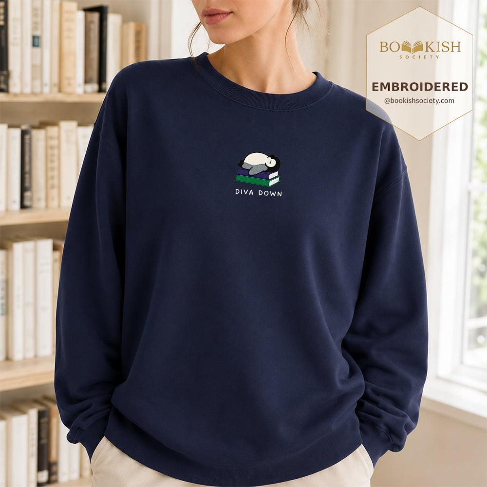 Diva Down Penguin Embroidered Sweatshirt | Reader Gift Navy