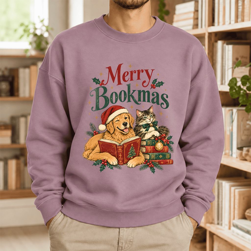 Merry Bookmas Softstyle Sweatshirt | Christmas Book Lover Gift Paragon