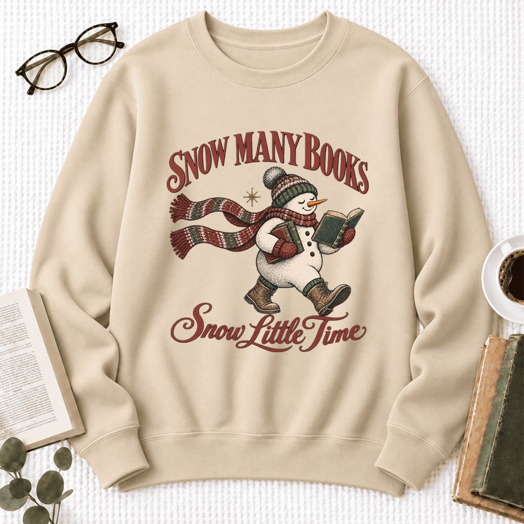 Snow Many Books Snow Little Time Softstyle Sweatshirt | Christmas Reader Gift Sand
