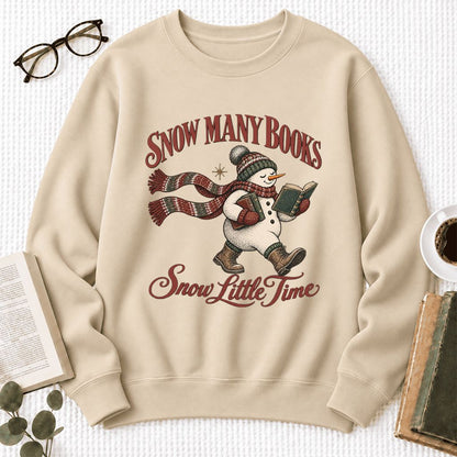 Snow Many Books Snow Little Time Softstyle Sweatshirt | Christmas Reader Gift Sand