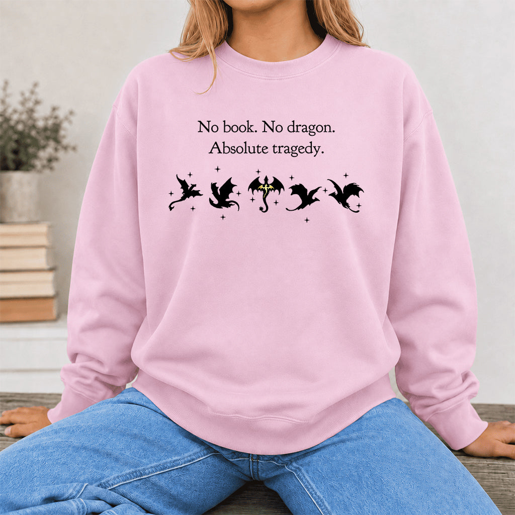 No Book No Dragon Crewneck Sweatshirt | Reader Gift Light Pink