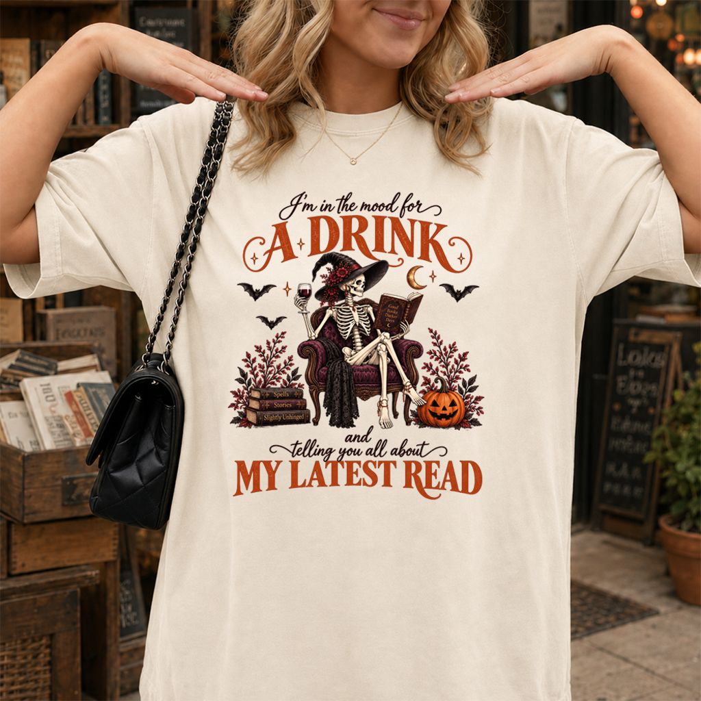 Telling You All About My Lastest Read Printed T-Shirt | Halloween Reader Gift Natural