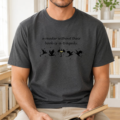 A Reader Without Their Book Softstyle T-Shirt | Book Lover Gift Dark Heather