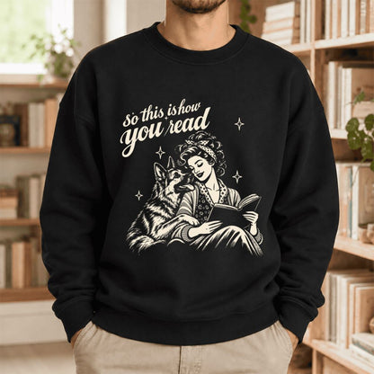How You Read German Shepherd Softstyle Sweatshirt | Cozy Dog Mom Reader Gift Black