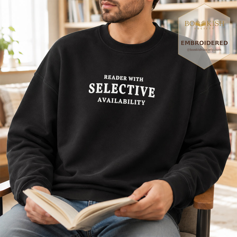 Reader With Selective Availability Embroidered Sweatshirt | Reader Gift Black