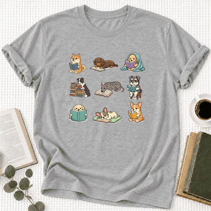 Funny Reading Dogs Ultra-Soft Cotton T-Shirt | Dog Mom Reader Gift Athletic Heather