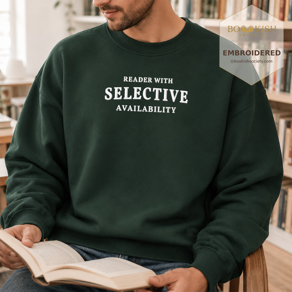 Reader With Selective Availability Embroidered Sweatshirt | Reader Gift Forest Green
