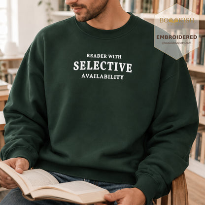 Reader With Selective Availability Embroidered Sweatshirt | Reader Gift Forest Green