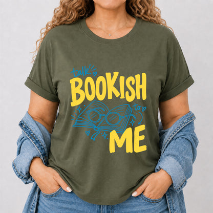 Talk Bookish To Me Cotton T-Shirt | Book Lover Gift Military Green
