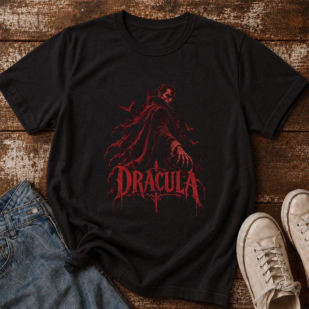 Dracula Printed T-Shirt | Halloween Horror Book Lover Gift Black