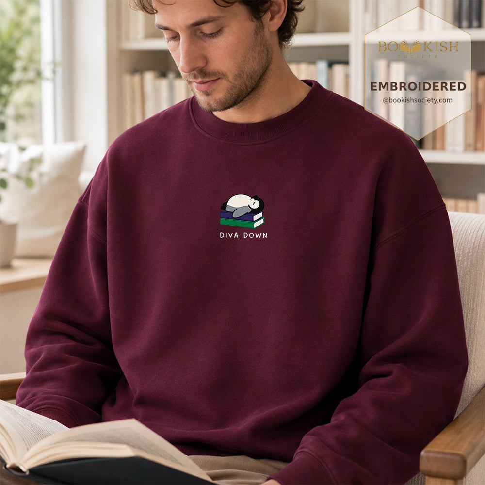 Diva Down Penguin Embroidered Sweatshirt | Reader Gift Maroon