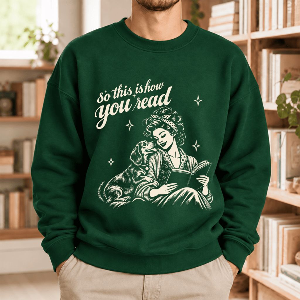How You Read Dachshund Softstyle Sweatshirt | Cozy Dog Mom Reader Gift Forest Green