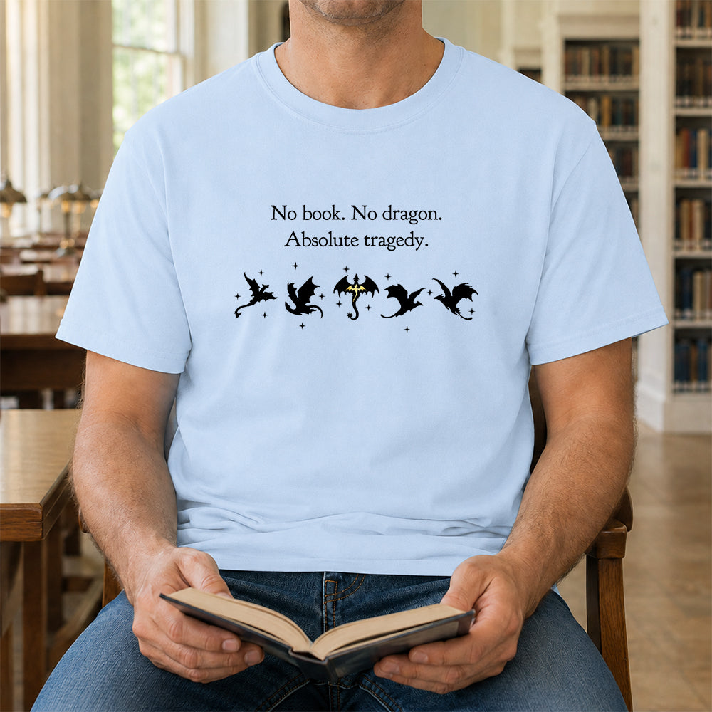 No Book No Dragon Softstyle T-Shirt | Book Lover Gift Light Blue