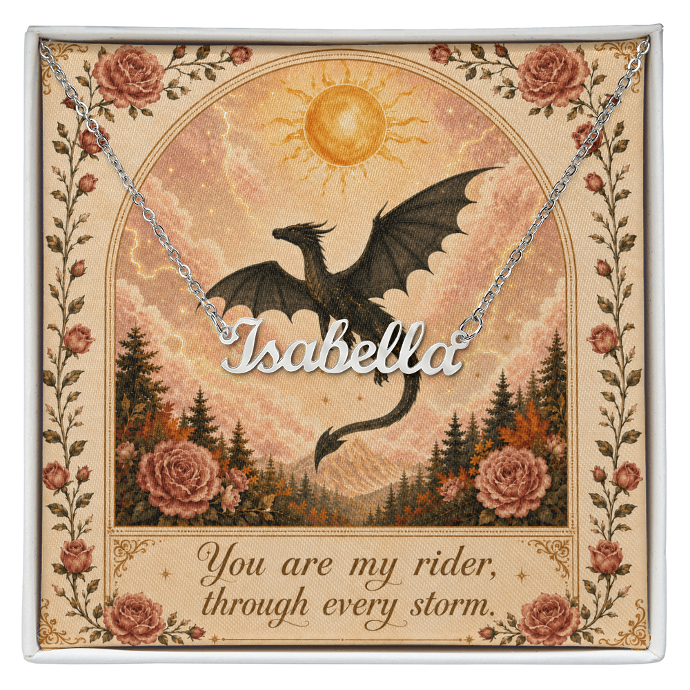 You Are My Rider Decorative Card And Custom Name Polished Stainless Steel Necklace With Box Book Lover Gift Font 1