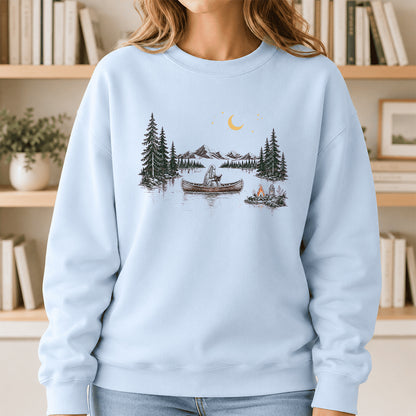 Reading Ghost On The Boat Printed Sweatshirt | Halloween Reader Gift Light Blue
