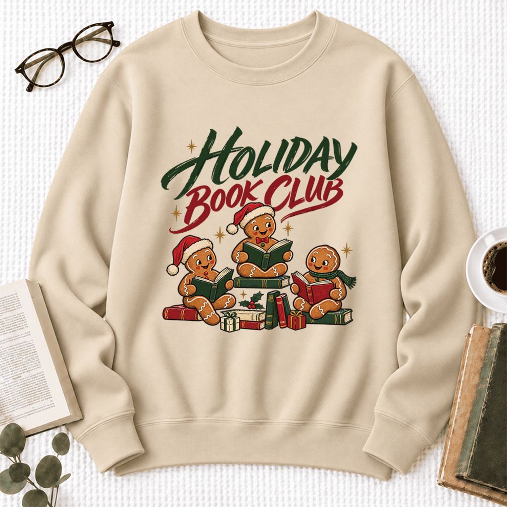 Holiday Book Club Softstyle Sweatshirt | Christmas Book Club Gift Sand