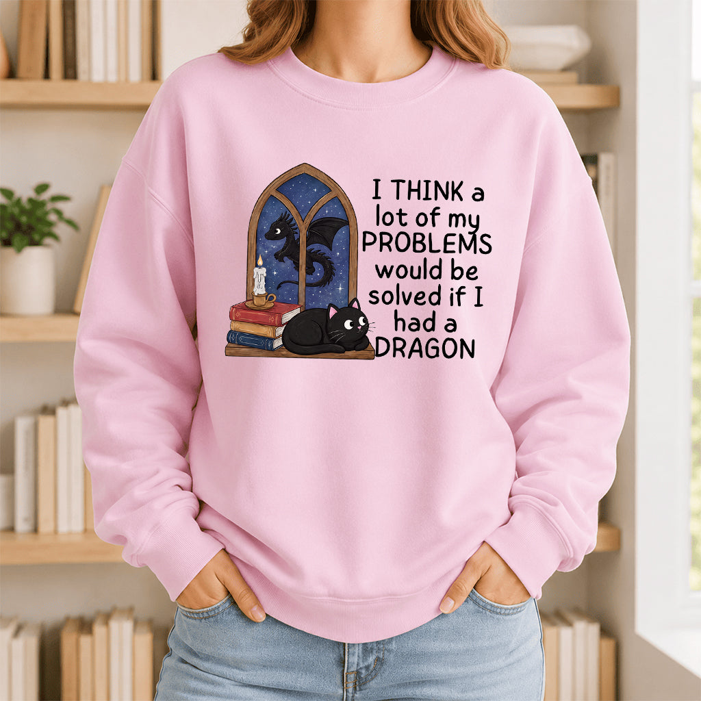 If I Could Have A Dragon Crewneck Sweatshirt | Reader Gift Light Pink