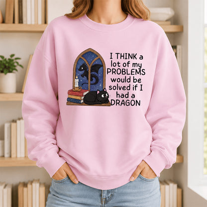 If I Could Have A Dragon Crewneck Sweatshirt | Reader Gift Light Pink