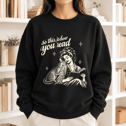 How You Read Abyssinian Softstyle Sweatshirt | Cozy Cat Lover Reader Gift Black