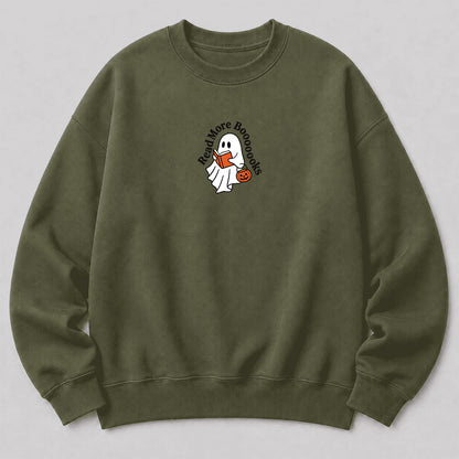 Read More Book Crewneck Sweatshirt | Halloween Reader Gift Military Green