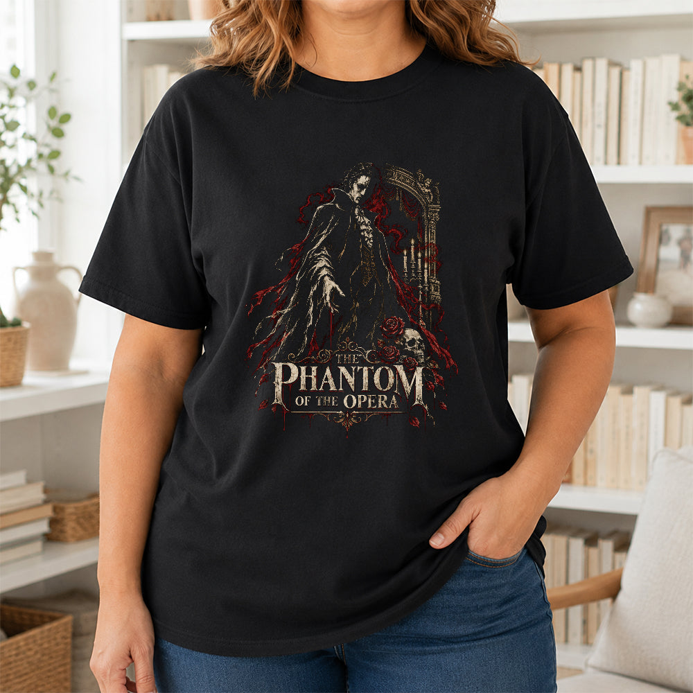 The Phantom Of The Opera Printed T-Shirt | Halloween Book Lover Gift Black
