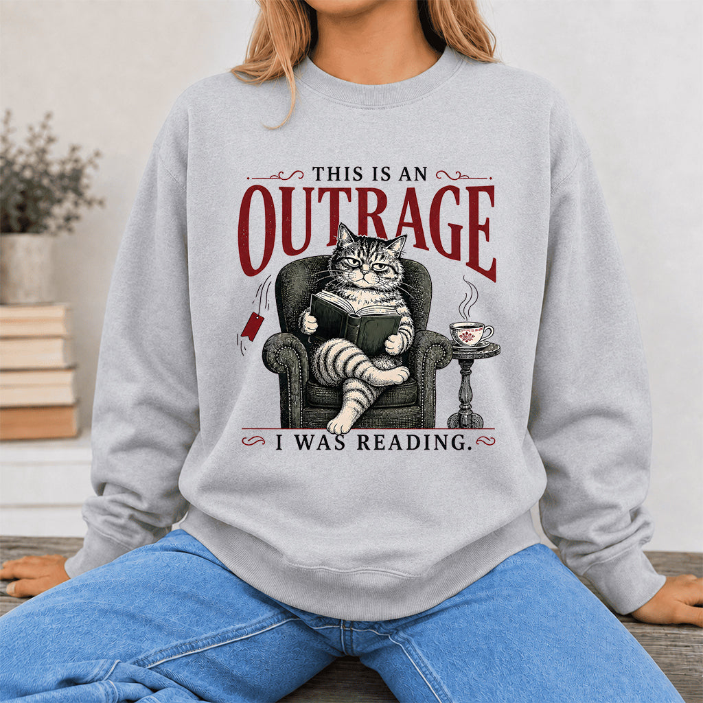 This Is An Outrage Crewneck Sweatshirt | Reader Gift Sport Grey
