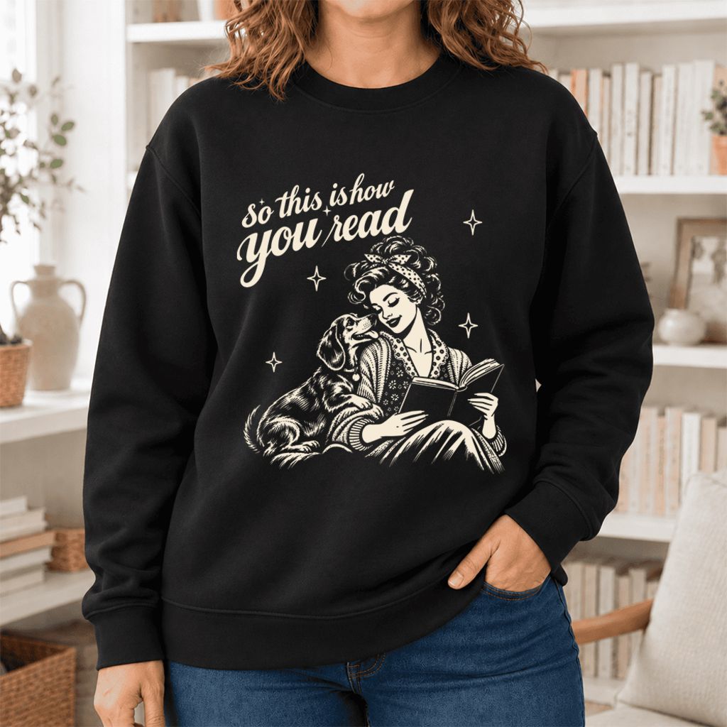 How You Read Dachshund Softstyle Sweatshirt | Cozy Dog Mom Reader Gift Black