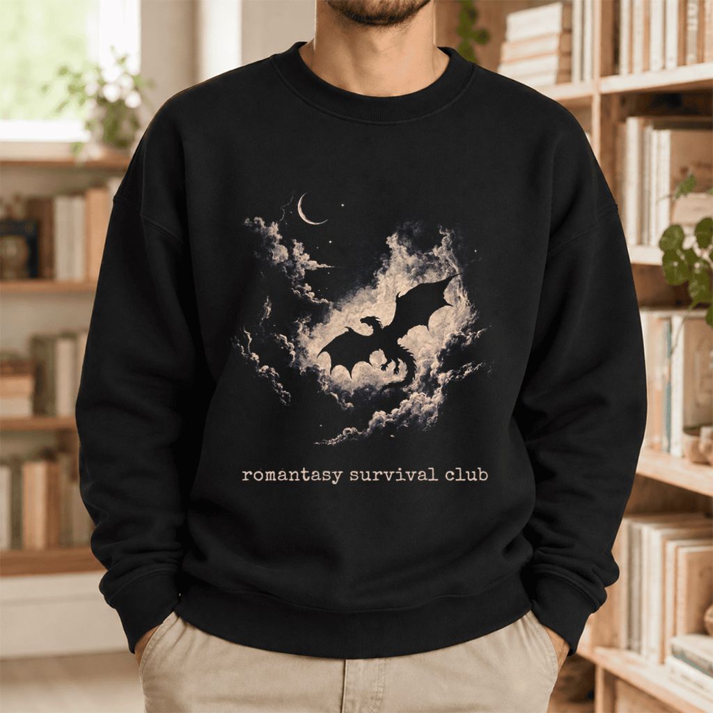 Romantasy Survival Club Softstyle Sweatshirt | Fantasy Reader Gift Black