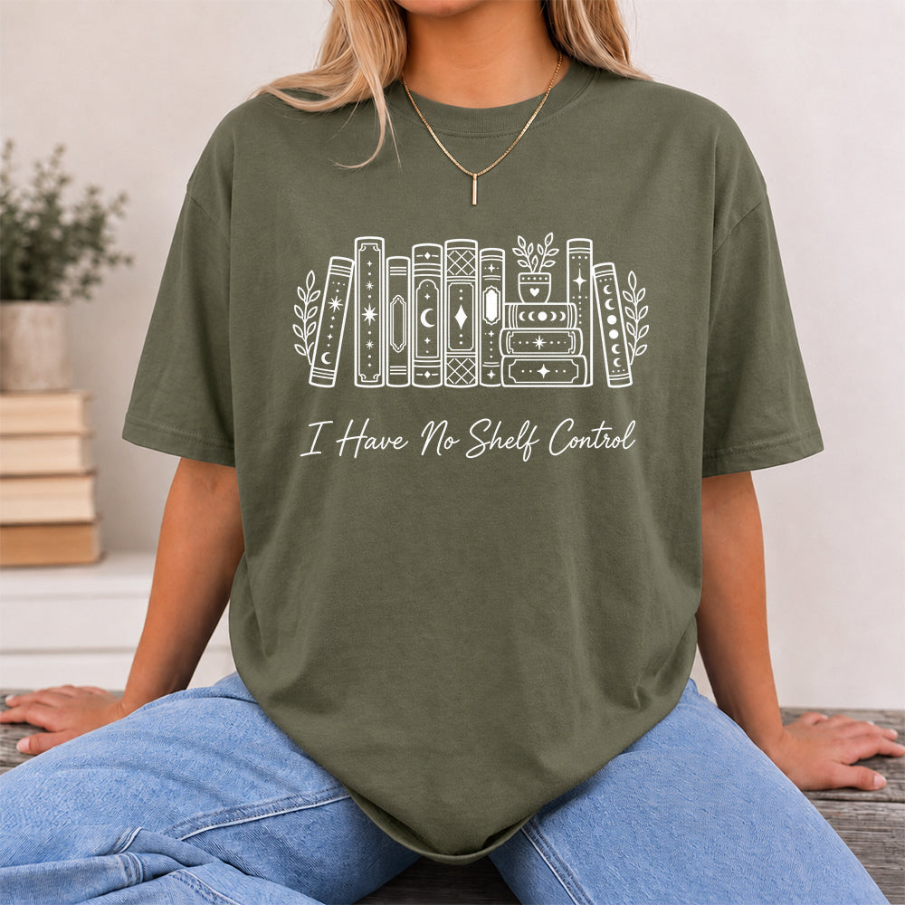 I Have No Shelf Control Softstyle T-Shirt | Book Lover Gift Military Green