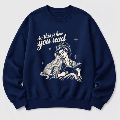 How You Read Devon Rex Softstyle Sweatshirt | Cozy Cat Lover & Reader Gift Navy