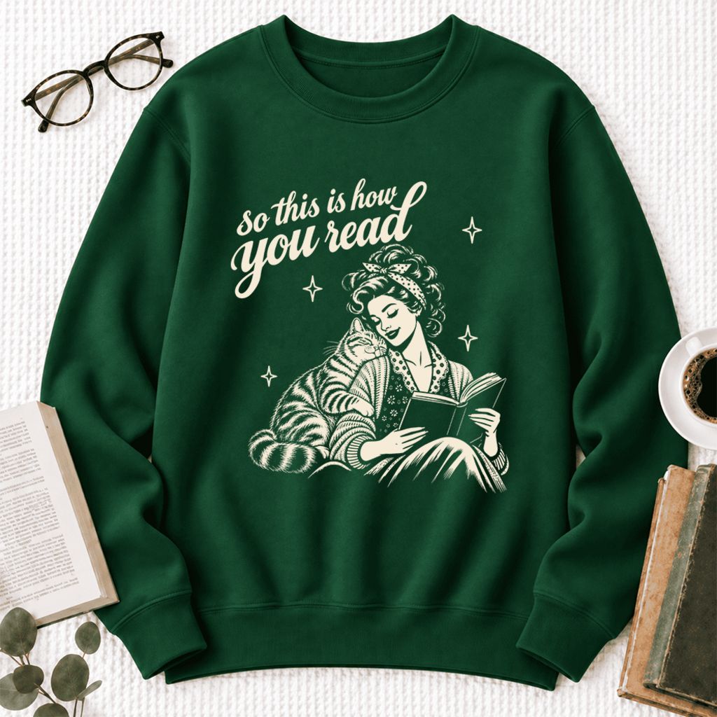 How You Read American Shorthair Softstyle Sweatshirt | Cozy Cat & Book Lover Gift Forest Green