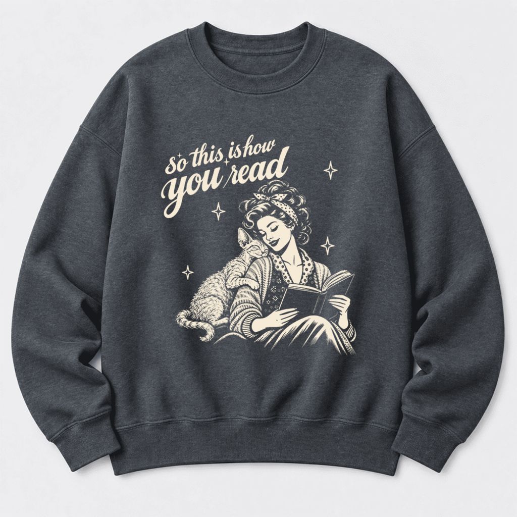 How You Read Devon Rex Softstyle Sweatshirt | Cozy Cat Lover & Reader Gift Dark Heather