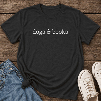Dogs & Books Ultra-Soft Cotton T-Shirt | Dog Lover & Reader Gift Black Heather