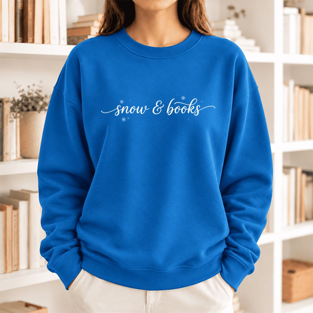 Snow & Books Softstyle Sweatshirt | Christmas Book Lover Gift Royal