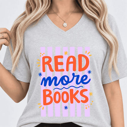 Read More Books Ultra-Soft V-Neck | Energizing Book Lover Gift Ash