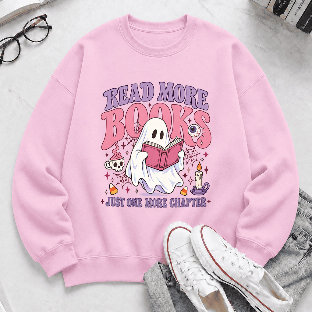 Read More Books Printed Sweatshirt | Halloween Book Lover Gift Light Pink