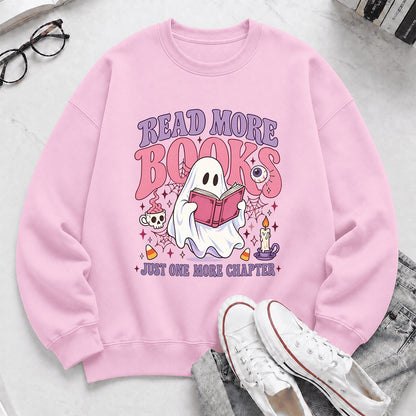 Read More Books Printed Sweatshirt | Halloween Book Lover Gift Light Pink