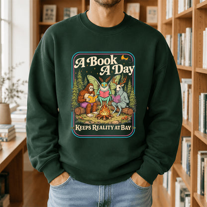 Cryptid Book Club Crewneck Sweatshirt | Reader Gift Forest Green