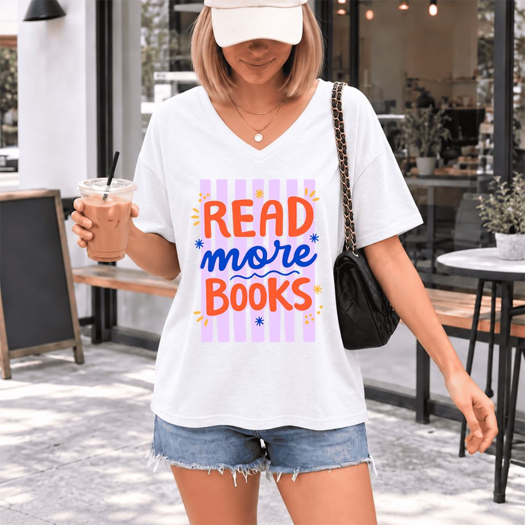 Read More Books Ultra-Soft V-Neck | Energizing Book Lover Gift White